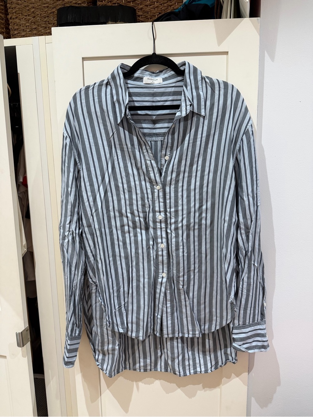 Aritzia Babaton blue Vertical Stripe Button-Down Shirt